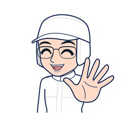 young man in white hygienic clothes