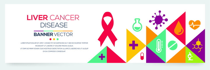 Creative (Liver Cancer) disease Banner Word with Icons ,Vector illustration.	