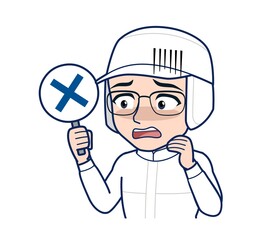 young man in white hygienic clothes