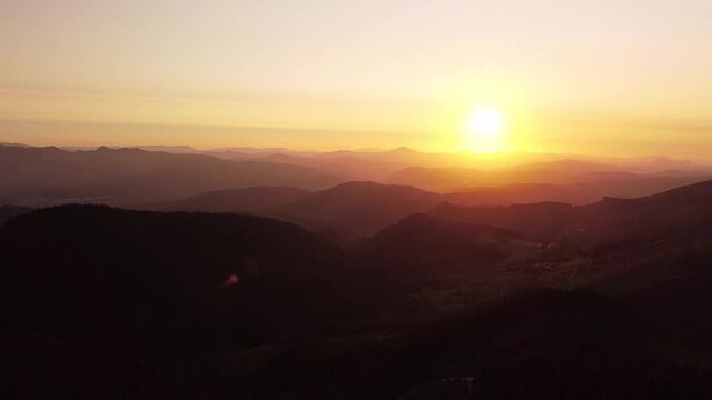 basque mountains at sunset (dron footage)