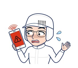 young man in white hygienic clothes