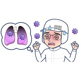 young man in white hygienic clothes