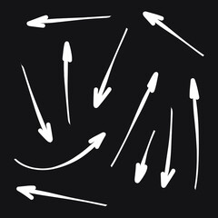 Set of rough hand drawn, grunge, handmade elements arrows, waypoints EPS Vector