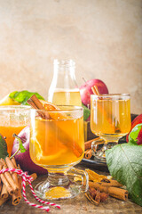 Traditional autumn winter alcohol drink. Hot and spicy apple cider.