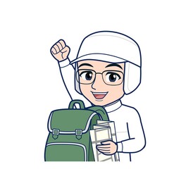 young man in white hygienic clothes