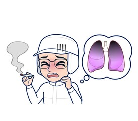 young man in white hygienic clothes