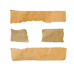 Collection of old brown grunge creased paper sheets isolated on white background