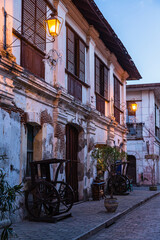 フィリピン　夕暮れ時のビガン歴史都市の街並み