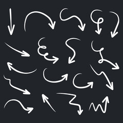 Set of rough hand drawn, grunge, handmade elements arrows, waypoints EPS Vector