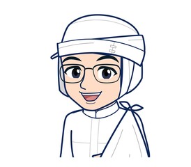 young man in white hygienic clothes