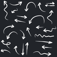 Set of rough hand drawn, grunge, handmade elements arrows, waypoints EPS Vector