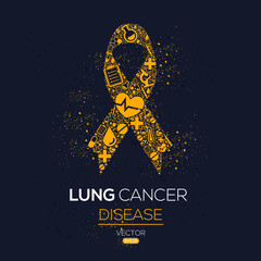 Creative (Lung Cancer) disease Banner Word with Icons ,Vector illustration.	