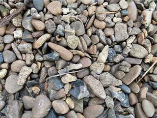 Background made of little stones. Mozaic materials.