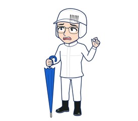 young man in white hygienic clothes