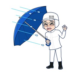 young man in white hygienic clothes