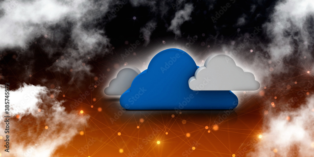 Poster 3d rendering technology cloud computing