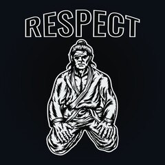 martial art sport respect figher black belt illustration design 