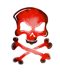 Skull red with bones. Vector illustration