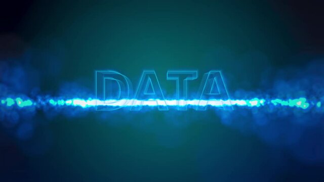 DATA Background blue reveal light streaks on black background with particle field glowing light