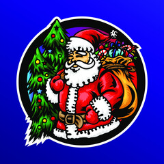 santa claus illustration mascot design christmas cartoon holiday