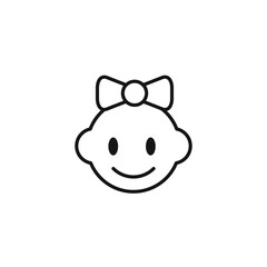 Baby girl Face Vector Line Icon. Child smiling. Happy Boy or Girl. Baby Face Smile Pictogram EPS Vector 