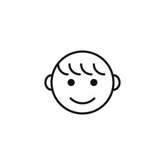 Baby boy Face Vector Line Icon. Child smiling. Happy Boy or Girl. Baby Face Smile Pictogram EPS Vector 