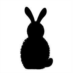 Vector silhouette of rabbit on white background. Symbol of forest animal and hare.