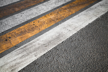 Pedestrian crossing, yellow white stripes