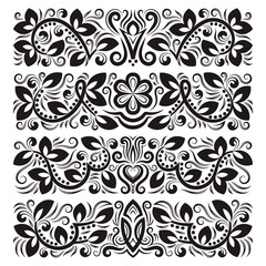 Vintage decorative elements for design. Floral decorations in antique style.