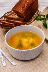Trout soup with cutting vegetables