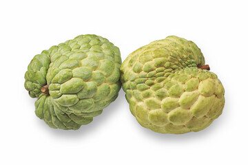 Custard apple isolated on white background. Image stacked with clipping path for artwork advertising.