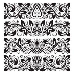 Vintage decorative elements for design. Floral decorations in antique style.