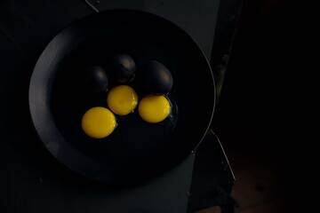 Egg yolks  and black eggshell