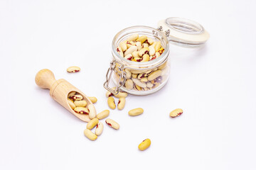 Dry black eyed beans isolated on white background