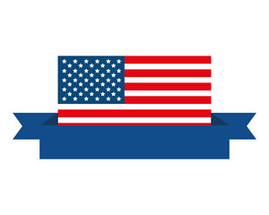 usa flag with ribbon design, United states independence day and national theme Vector illustration
