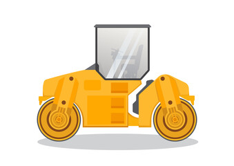 Asphalt drum compactor vector icon illustration