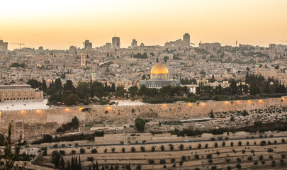 Fototapeta na wymiar Panorama of Jerusalem from the Mount of Olives, Israel