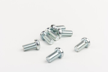 metal steel bolts isolated on white background