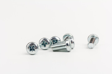 metal steel bolts isolated on white background