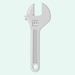 Adjustable wrench flat vector illustration.