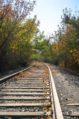 Fototapeta premium Autumn scene with old rusty railway