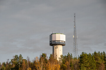 Water tower in the forest in Örnsköldsvik Sweden