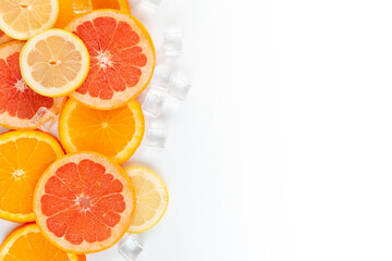 Fototapeta na wymiar orange and lemon grapefruit slices