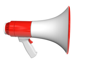 Red loudspeaker. isolated on white background with clipping path. 3d render.