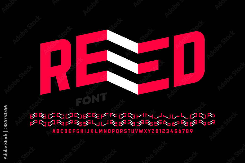 Fototapete modern font design with some alternate letters, alphabet and numerals vector illustration