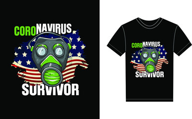 Coronavirus Survivor Typography Vector graphic for a t-shirt. Vector Poster, typographic quote or t-shirt.