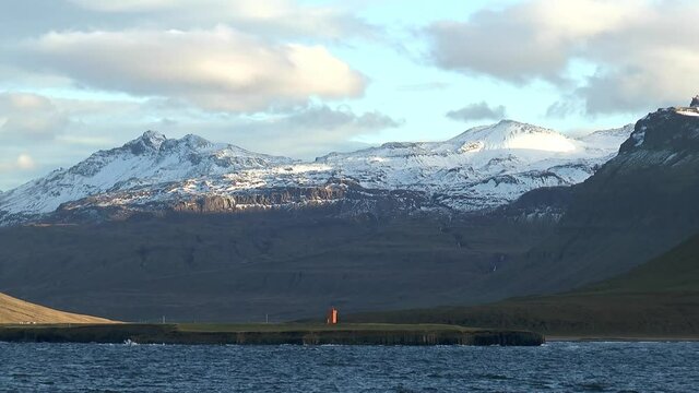 Iceland. Landscape with the famous mountain by the sea