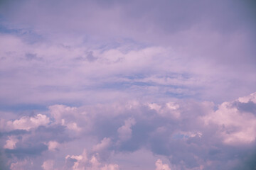 The texture of the pink blue sky with many beautiful clouds.