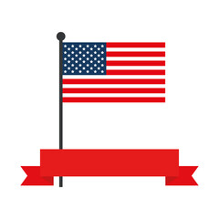 usa flag with ribbon design, United states independence day and national theme Vector illustration