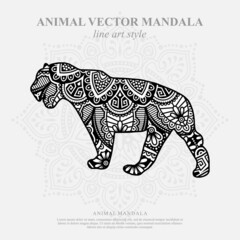 Fototapeta na wymiar Animal Vector Mandala Line Art Style